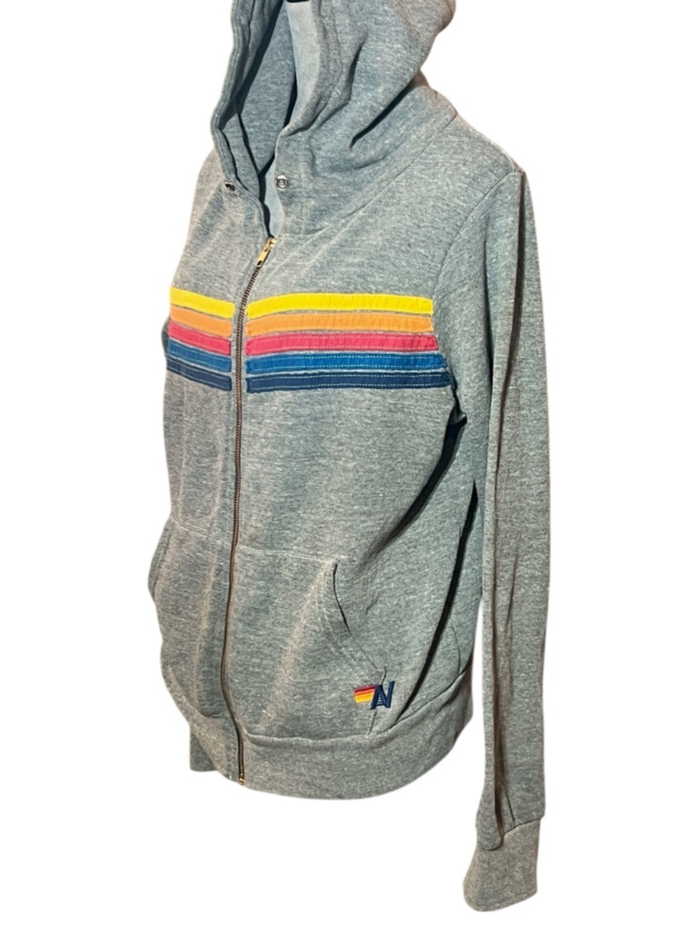 Aviator Nation Rainbow 5 Stripe Zip Hoodie - Picture 5 of 8